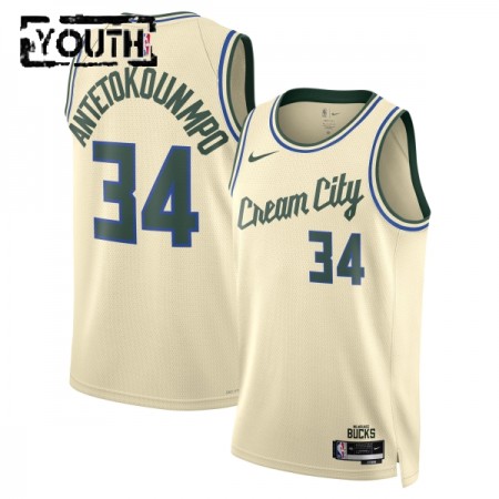 NBA Milwaukee Bucks Trikot Giannis Antetokounmpo Nike 2025-26 City Edition Weiß Swingman - Kinder